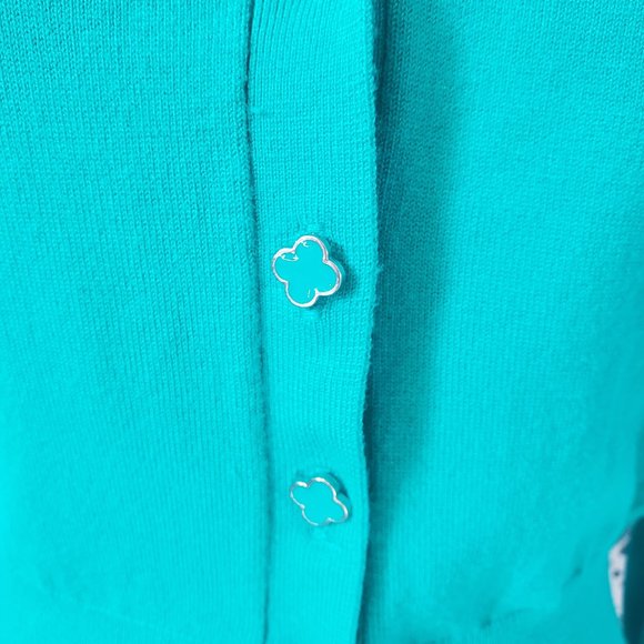 Green mesh puff shoulder sweater - Picture 3 of 4